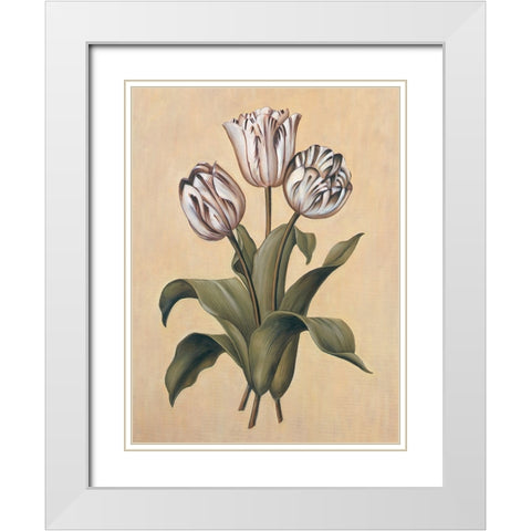Tulips II White Modern Wood Framed Art Print with Double Matting by Deveraux, Jill