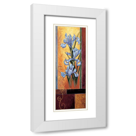 Iris White Modern Wood Framed Art Print with Double Matting by Deveraux, Jill
