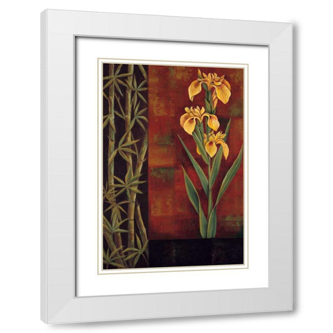 Yellow Iris White Modern Wood Framed Art Print with Double Matting by Deveraux, Jill