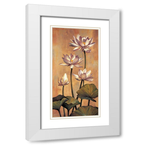 White Lotus White Modern Wood Framed Art Print with Double Matting by Deveraux, Jill