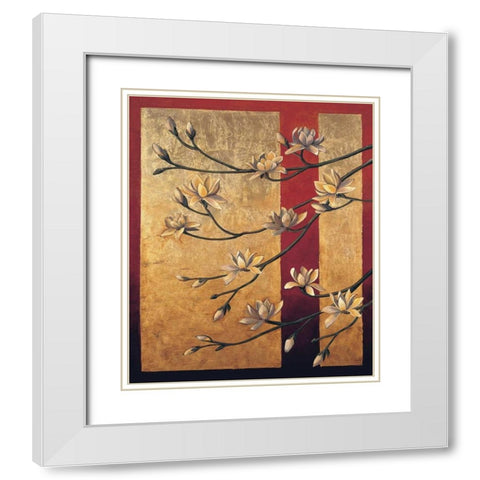 Magnolia Screen White Modern Wood Framed Art Print with Double Matting by Deveraux, Jill