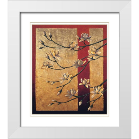 Magnolia Screen White Modern Wood Framed Art Print with Double Matting by Deveraux, Jill