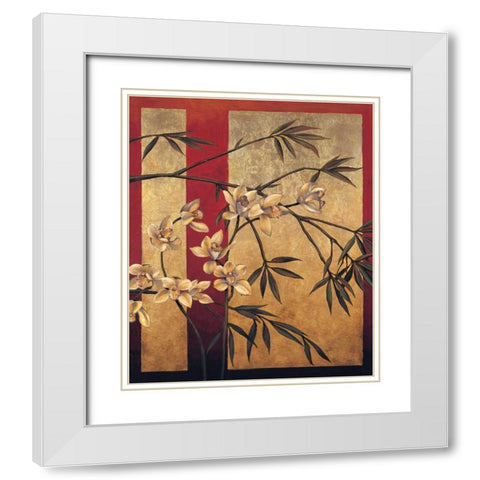 Orchid Screen White Modern Wood Framed Art Print with Double Matting by Deveraux, Jill