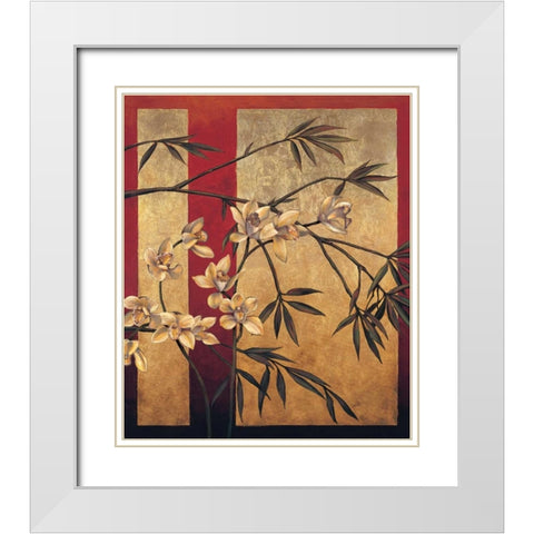 Orchid Screen White Modern Wood Framed Art Print with Double Matting by Deveraux, Jill