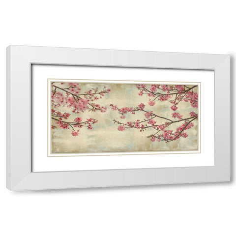 Cherry Blossoms White Modern Wood Framed Art Print with Double Matting by Seba, John