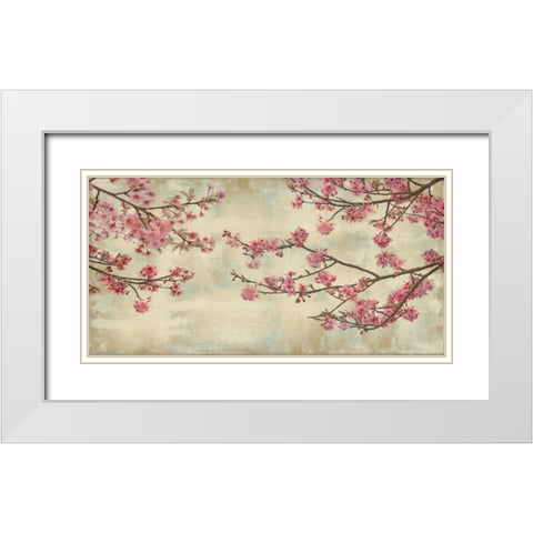 Cherry Blossoms White Modern Wood Framed Art Print with Double Matting by Seba, John