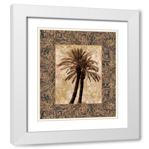 Palm Collage I White Modern Wood Framed Art Print with Double Matting by Seba, John