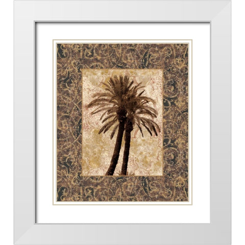 Palm Collage I White Modern Wood Framed Art Print with Double Matting by Seba, John