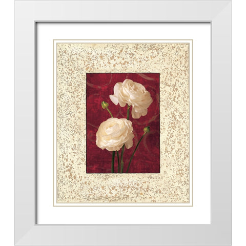 Ranunculus White Modern Wood Framed Art Print with Double Matting by Seba, John