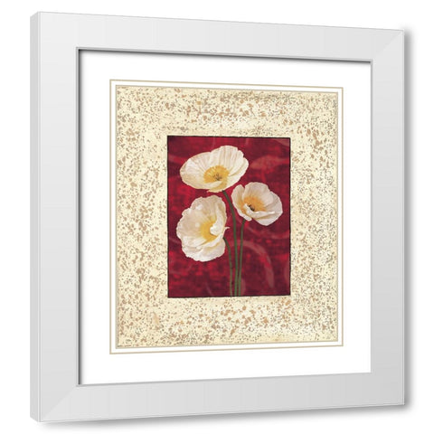 Poppies White Modern Wood Framed Art Print with Double Matting by Seba, John