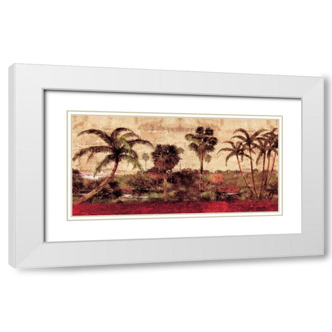 Palm Garden White Modern Wood Framed Art Print with Double Matting by Seba, John