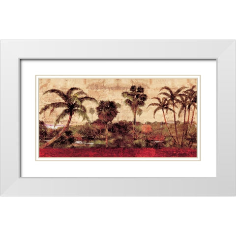 Palm Garden White Modern Wood Framed Art Print with Double Matting by Seba, John