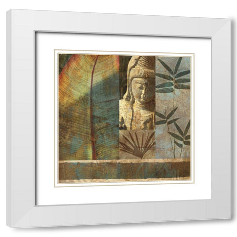 Palm Garden I White Modern Wood Framed Art Print with Double Matting by Seba, John