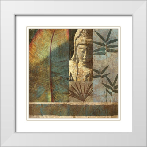 Palm Garden I White Modern Wood Framed Art Print with Double Matting by Seba, John