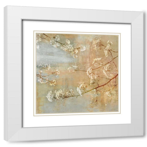 Blossoms OnThe Pond II White Modern Wood Framed Art Print with Double Matting by Seba, John