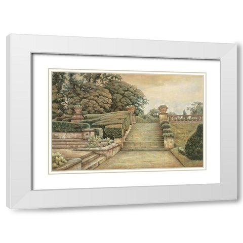 Steps to the Garden I White Modern Wood Framed Art Print with Double Matting by Collins, Isabelle