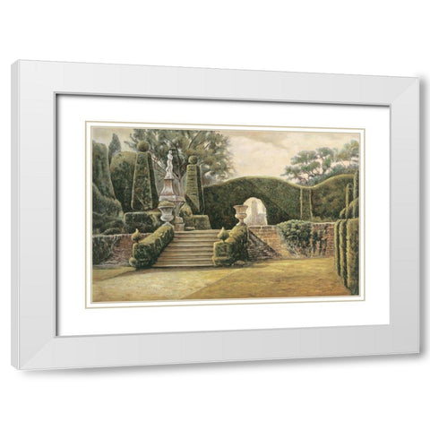 Steps to the Garden II White Modern Wood Framed Art Print with Double Matting by Collins, Isabelle