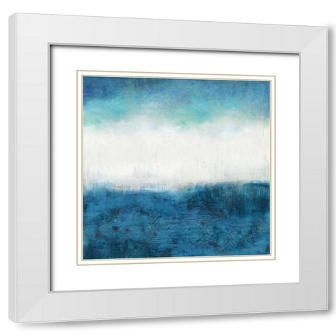 Aqua Dawn White Modern Wood Framed Art Print with Double Matting by Blake, Jaden