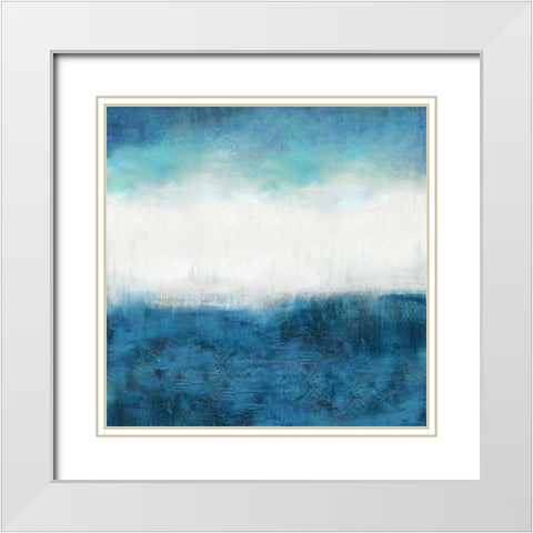 Aqua Dawn White Modern Wood Framed Art Print with Double Matting by Blake, Jaden