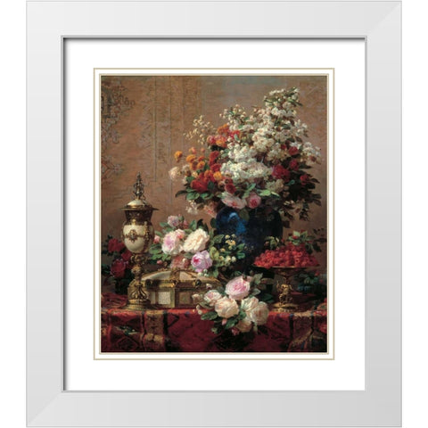 Still Life White Modern Wood Framed Art Print with Double Matting by Robie, Jean Baptiste