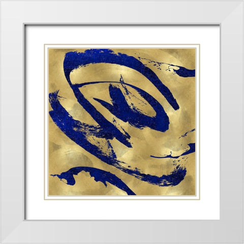 Feisty Blue on Gold White Modern Wood Framed Art Print with Double Matting by Davila, Jordan