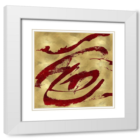 Feisty Red on Gold White Modern Wood Framed Art Print with Double Matting by Davila, Jordan