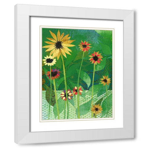 Sunflowers White Modern Wood Framed Art Print with Double Matting by McGee, Jenny