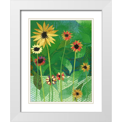 Sunflowers White Modern Wood Framed Art Print with Double Matting by McGee, Jenny
