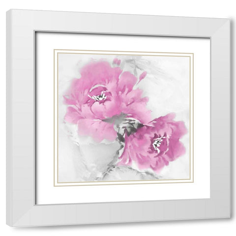 Flower Bloom in Pink I White Modern Wood Framed Art Print with Double Matting by Stevens, Jesse