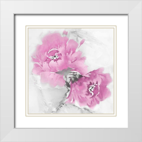 Flower Bloom in Pink I White Modern Wood Framed Art Print with Double Matting by Stevens, Jesse