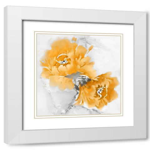 Flower Bloom in Mandarin I White Modern Wood Framed Art Print with Double Matting by Stevens, Jesse