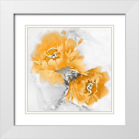 Flower Bloom in Mandarin I White Modern Wood Framed Art Print with Double Matting by Stevens, Jesse