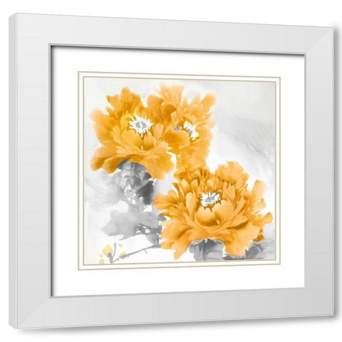Flower Bloom in Mandarin II White Modern Wood Framed Art Print with Double Matting by Stevens, Jesse