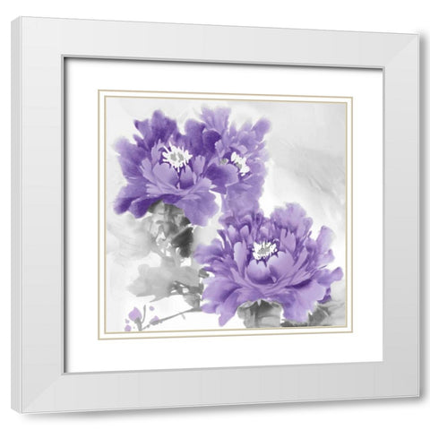 Flower Bloom in Amethyst I White Modern Wood Framed Art Print with Double Matting by Stevens, Jesse