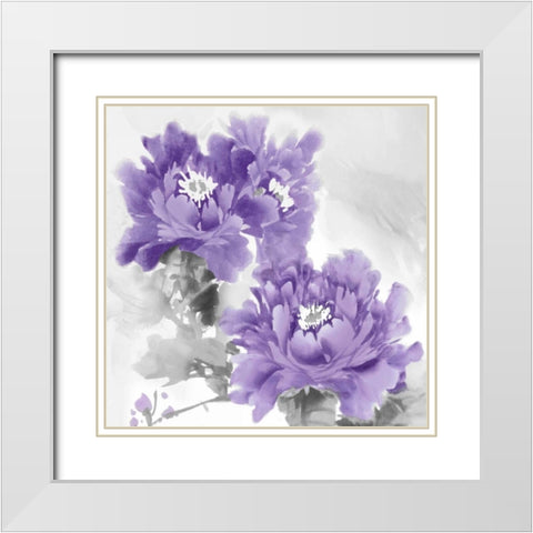 Flower Bloom in Amethyst I White Modern Wood Framed Art Print with Double Matting by Stevens, Jesse