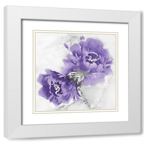 Flower Bloom in Amethyst II White Modern Wood Framed Art Print with Double Matting by Stevens, Jesse