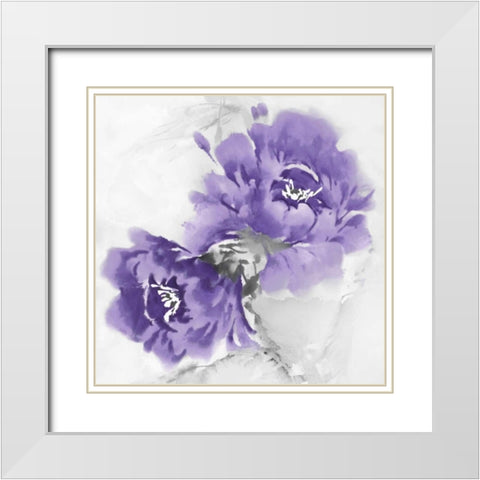 Flower Bloom in Amethyst II White Modern Wood Framed Art Print with Double Matting by Stevens, Jesse