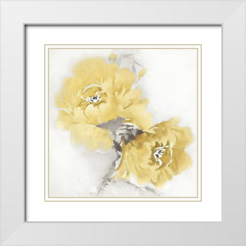 Flower Bloom in Yellow II White Modern Wood Framed Art Print with Double Matting by Stevens, Jesse