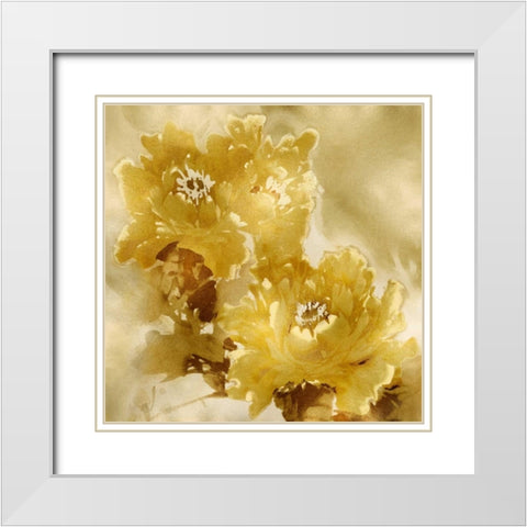 Flower Bloom on Gold I White Modern Wood Framed Art Print with Double Matting by Stevens, Jesse
