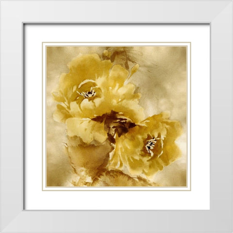 Flower Bloom on Gold II White Modern Wood Framed Art Print with Double Matting by Stevens, Jesse