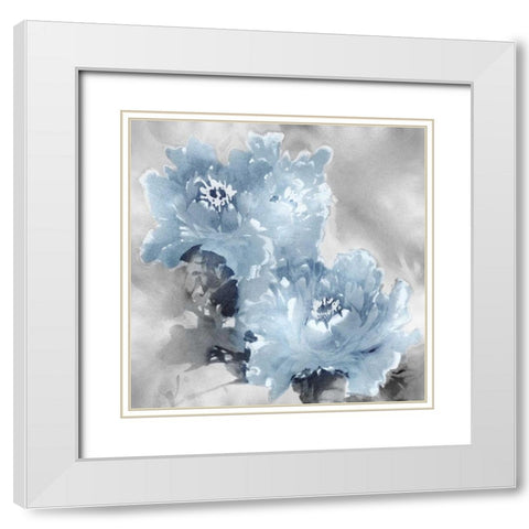 Flower Bloom on Silver I White Modern Wood Framed Art Print with Double Matting by Stevens, Jesse