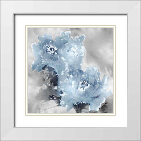 Flower Bloom on Silver I White Modern Wood Framed Art Print with Double Matting by Stevens, Jesse