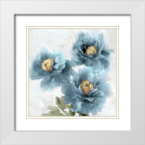 Blue Bloom II White Modern Wood Framed Art Print with Double Matting by Stevens, Jesse