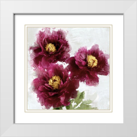 Burgundy Bloom I  White Modern Wood Framed Art Print with Double Matting by Stevens, Jesse