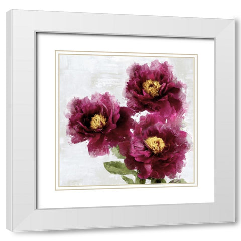 Burgundy Bloom II White Modern Wood Framed Art Print with Double Matting by Stevens, Jesse