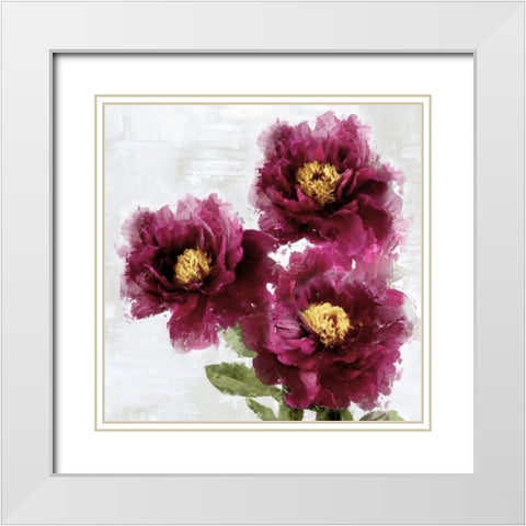 Burgundy Bloom II White Modern Wood Framed Art Print with Double Matting by Stevens, Jesse