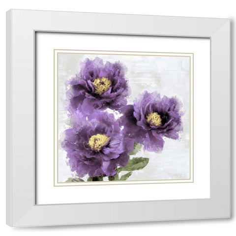 Purple Bloom I White Modern Wood Framed Art Print with Double Matting by Stevens, Jesse
