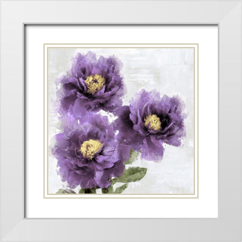 Purple Bloom I White Modern Wood Framed Art Print with Double Matting by Stevens, Jesse