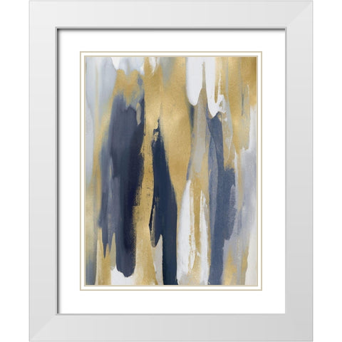 Converge Blue and Gold III White Modern Wood Framed Art Print with Double Matting by Hanson, Jackie