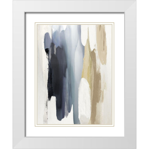 Converge Blue and Tan White Modern Wood Framed Art Print with Double Matting by Hanson, Jackie